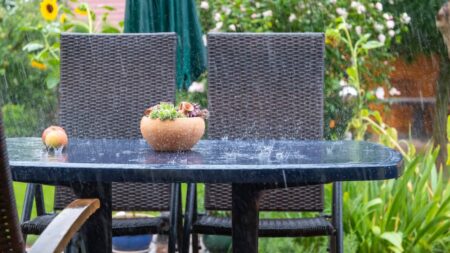 Comment protéger durablement son mobilier de jardin des intempéries avec une bâche sur mesure ? table de jardin pluie